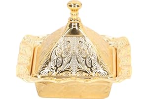 Golden Candy Serving Bowl, Turkish Style Sugar Serving Bowl Zinc Alloy Mutifuctional Fruit Snack Dish Date Palm Cube Sugar Go