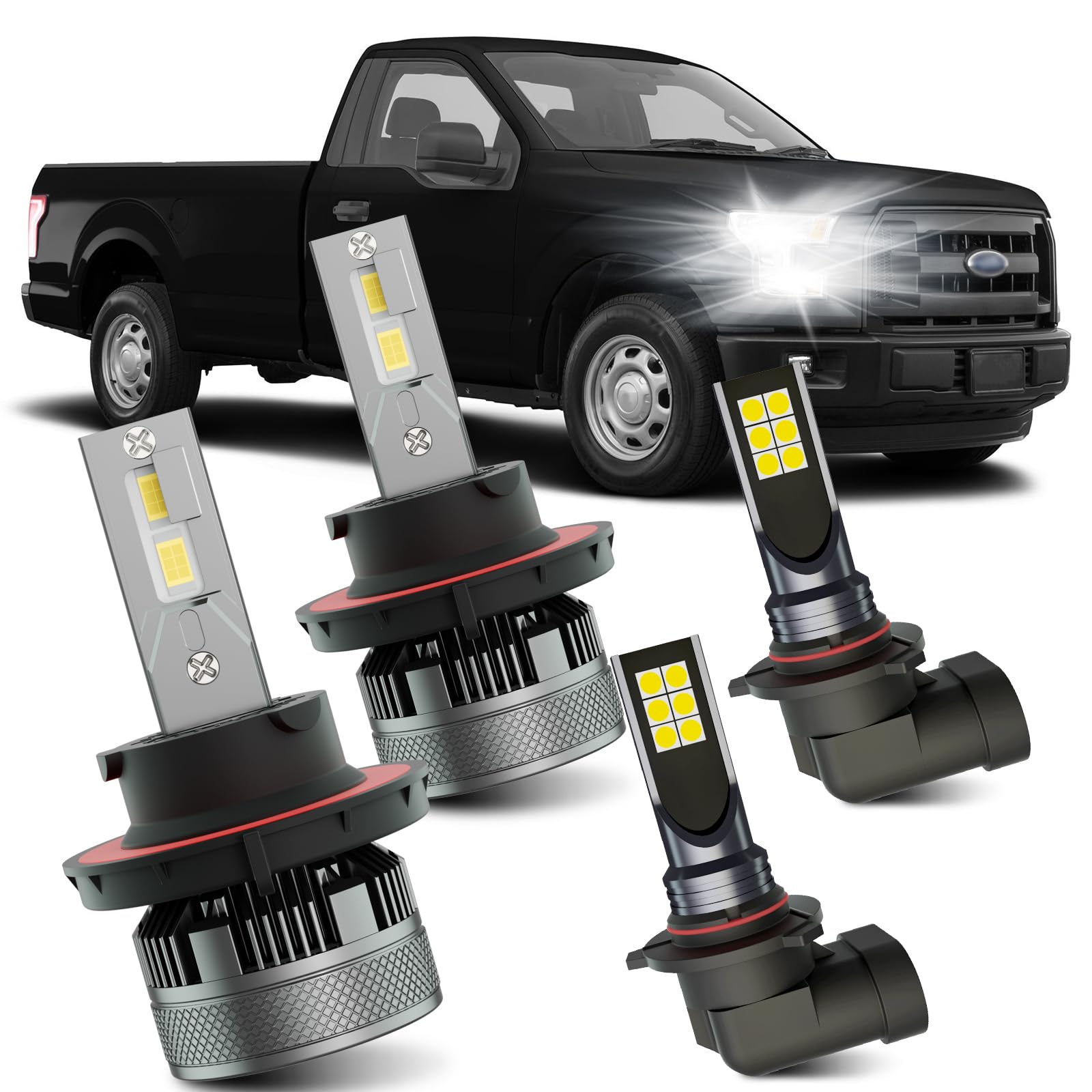Photo 1 of AWALITED Fits for 2005-2020 Ford F250 F350 F450 F550 High Low Beam Fog Lights Bulbs Combo, 6000K White Plug-and-Play Super Bright Light Bulbs, Pack of 4