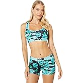 PSD Women's Spliced Roses & Co. Sports Bra, Blue, M