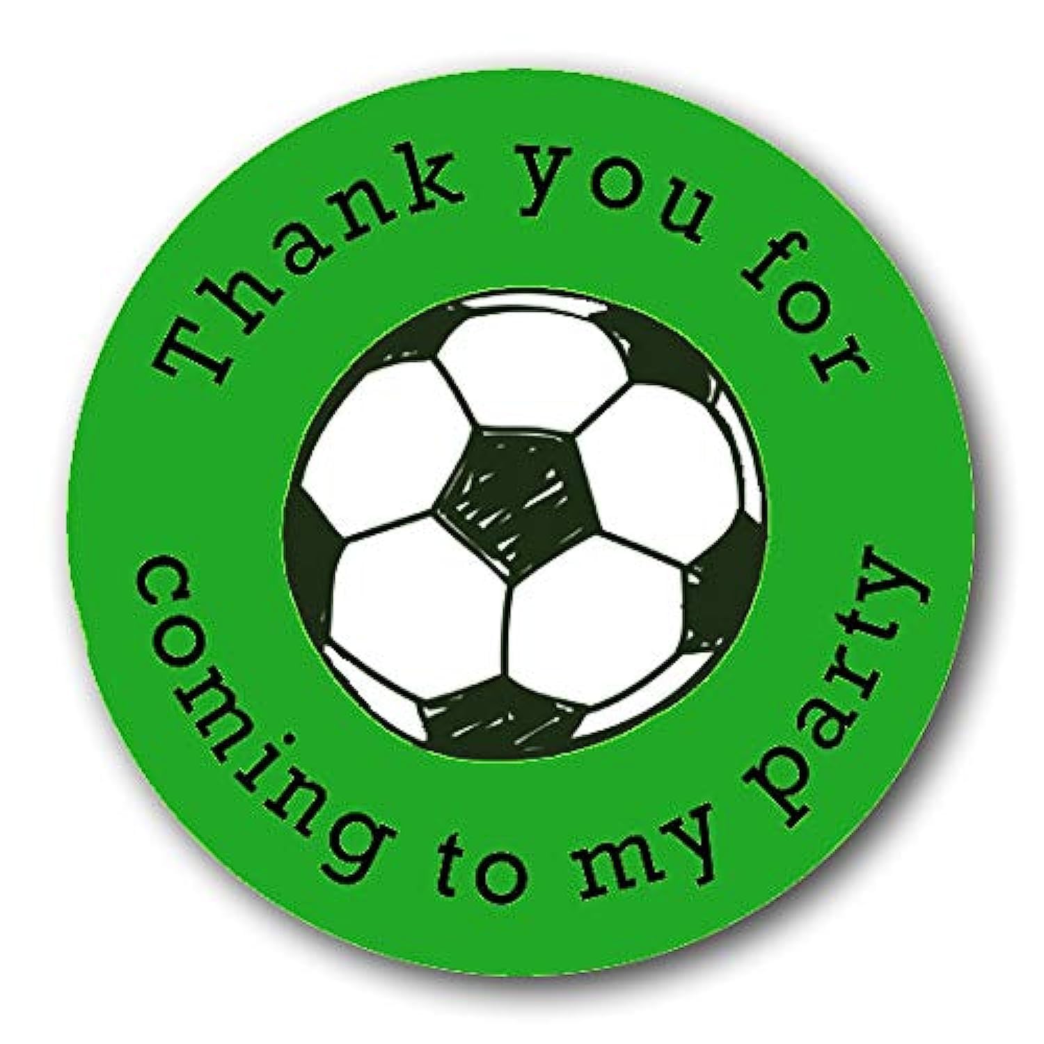 PartiKraft - 40mm Football Thank You For Coming To My Party Round Stickers for Party Bags & Sweet Cones (24 x Stickers)