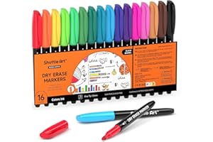 Shuttle Art Dry Erase Markers, 16 Colors Whiteboard Markers,Fine Tip Dry Erase Markers for Kids,Perfect For Writing on Whiteb