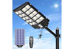 JAYNLT 2000W Solar Street Lights Outdoor, 150000LM Commercial Parking Lot Lights Dusk to Dawn,6500K Waterproof Solar Security Flood Lights with Motion Sensor and Remote for Garage, Courtyard, Garden