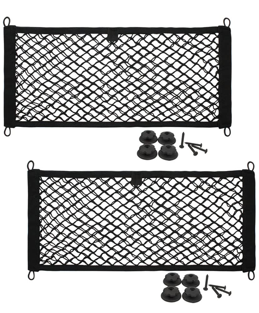 Photo 1 of [2 Pack], JAVOedge Large Cargo Net for Trunk, RV, Boats Storage Mesh Pocket Net with 8 pcs Mounting Screw and Built-in Hooks