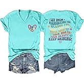 Let Them Misunderstand You V-Neck T-Shirt Mental Health Shirt for Women Inspirational Graphic Tees Motivational Gift