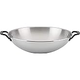 KitchenAid 5-Ply Clad Polished Stainless Steel Wok, Induction Compatible, Dishwasher Safe, 15 Inch Open Stir-Fry Pan