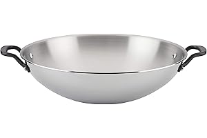 KitchenAid - 5-Ply Clad Polished Stainless Steel Wok, Induction Cooktop Compatible (38cm/15in)