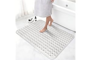 Darhoo Shower Matt Non Slip, 90 x 60 cm Large Shower Mats for Inside Shower, Soft TPE Non Slip Shower Mat with Drain Holes an