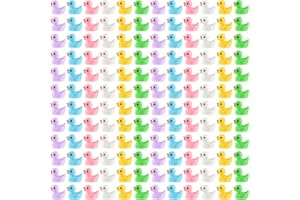 FLMRIOY 120 Pcs Mini Resin Ducks Tiny Duck Miniature Figures Bulk Little Duck Charms for Party, DIY Micro Landscape Decorations, Aquarium Ornaments (6 Colors)