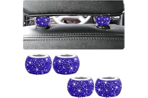 BELOMI 4 Pack Car Headrest Collars, Bling Car Head Rest Collars Rings Decor, Rhinestone Car Head Rest Collars, Diamond Interior Car Seat Accessory (Dark Blue)
