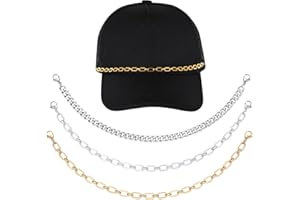 IDesign 3 Pcs Trucket Hat Chains Bill Decoration Trucket Hat Charms DIY Pearl/Turquoise/Metal Chains for Mesh Baseball Cap Accessories Chain for Party Supplies