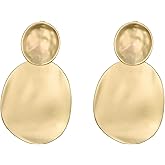 Matte Gold Silver Hammered Discs Clip On Earrings for Women Big Round Disc Dangle Clip Earrings for Women Girls