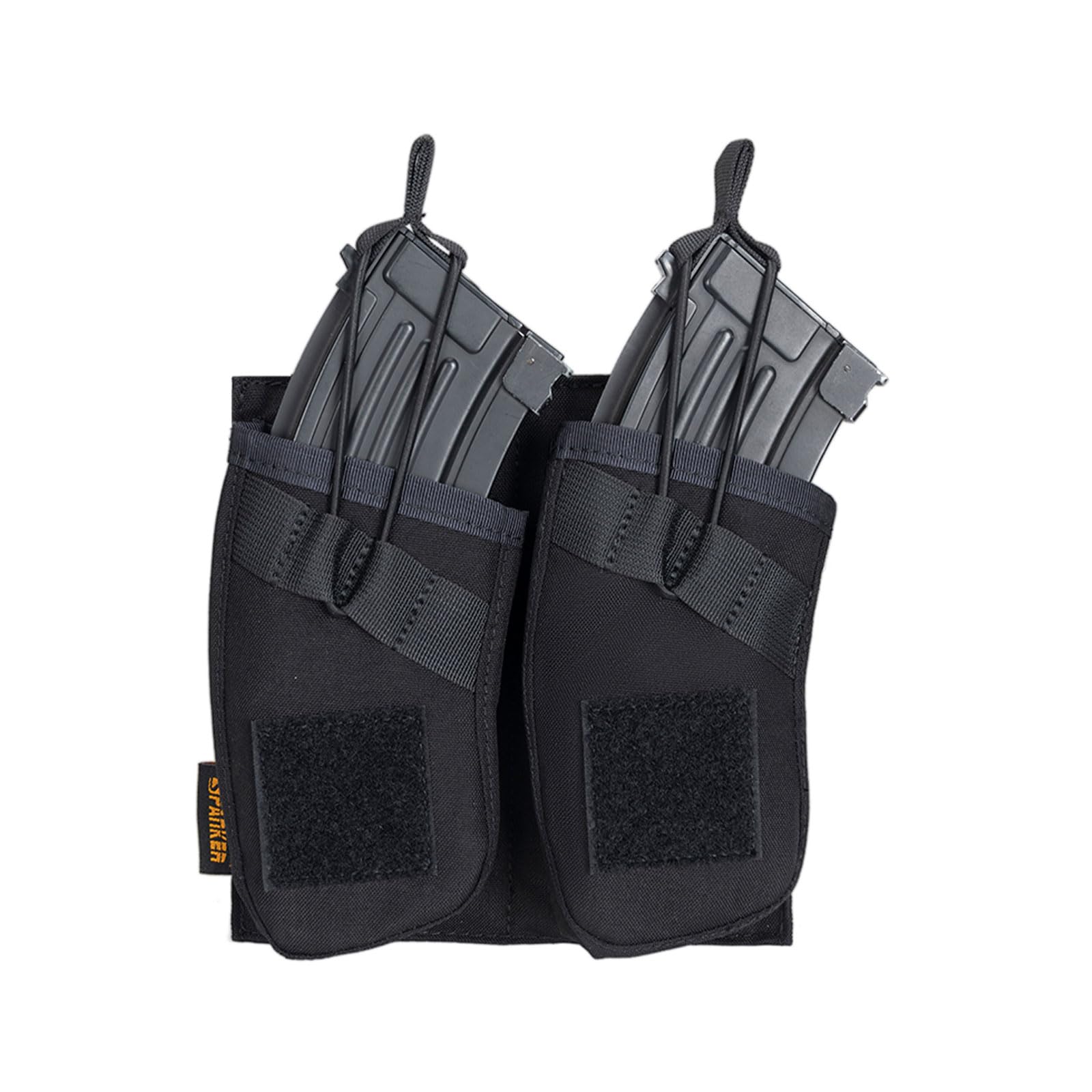 EXCELLENT ELITE SPANKER Tactical Open Top Magazine Single/Double/Triple Mag Pouch AK47 AK74 AR-15 Pmags Magazine(Double-Black)
