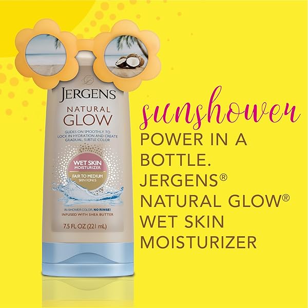 JERGENS NATURAL GLOW WET SKIN MOISTURIZER FOR BODY, MEDIUM TO TAN SKIN TONES, 7.5 OUNCE