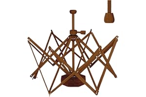 Olikraft Wooden Yarn Swift - Lightweight Reverse Yarn Umbrella Swifts, Ball Swift, Skein Winder (Brown) (Patented)