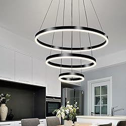 Viruhaka Modern LED Pendant Light, Black Circular