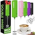 Double whisk Milk Frother,Frother For Coffee Foam Maker for Lattes - Whisk Drink Mixer for Coffee, Mini Foamer for Cappuccino, Frappe, Matcha, Hot Chocolate…