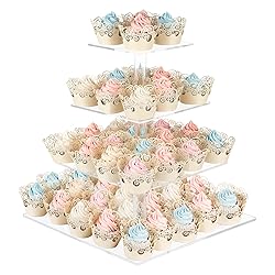 AMEITECH Cupcake Stand with Base, 4-Tier Square