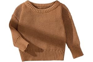 PATPAT Baby Girls Boys Newborn Sweater Crewneck Pull Over Knit Solid Long Sleeve Fall Winter Clothes