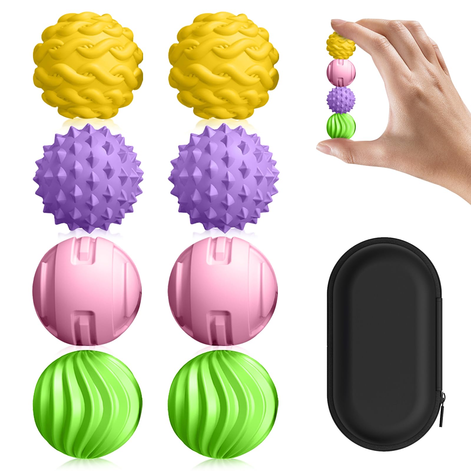 DGMDGS 8-Pack Silicone Magnetic Sensory Fidget Balls, Stress Relief Toys for Adults and Teens(14+), Suitable for Autism ADHD Anxiety, Office Desk Fun Tactile Toy (Multicolor)