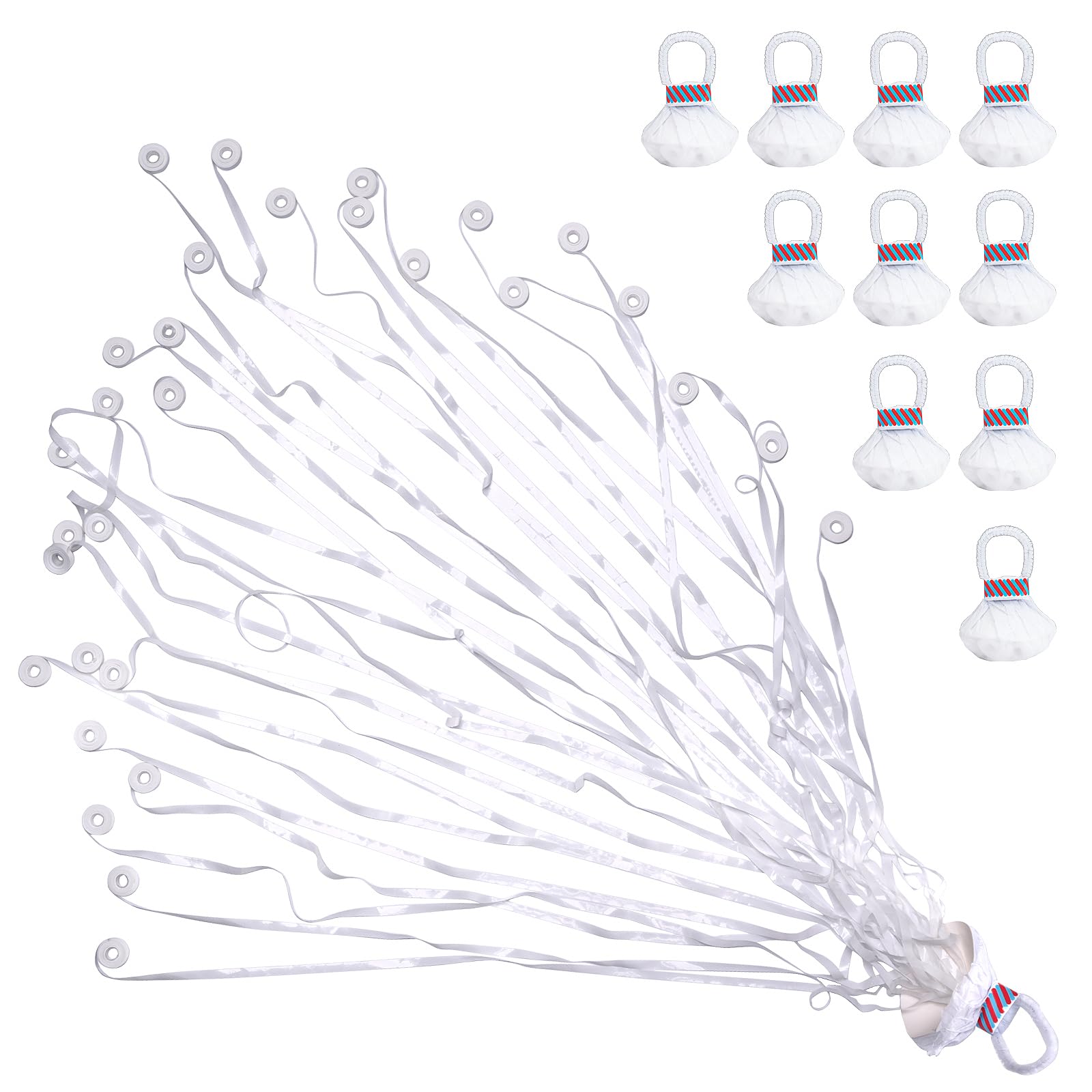 Photo 1 of Confetti Poppers, 10Pack Plastic No Mess Streamers, Party Poppers for Birthday,Wedding,Celebrations,Graduation Party (White, 10 Pack)