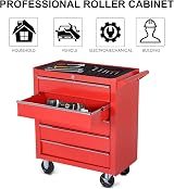 DURHAND 5-Drawer Lockable Tool Storage Cabinet with Wheels Red 69x33x75 cm view 6