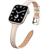 STIROLL Slim Leather Bands Compatible with Apple Watch Band 49mm 46mm 45mm 44mm 42mm(Series 3 2 1), Top Grain Leather Watch Thin Wristband for iWatch Ultra SE Series 11 10 9 8 7 6 5 4