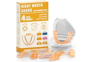 BOKZEN 4 Pack Orange Kids Mouth Guard for Grinding Teeth, Moldable Kid Mouth Guard for Clenching Teeth at Night, Comfortable Mouthguard Stops Bruxism, TMJ