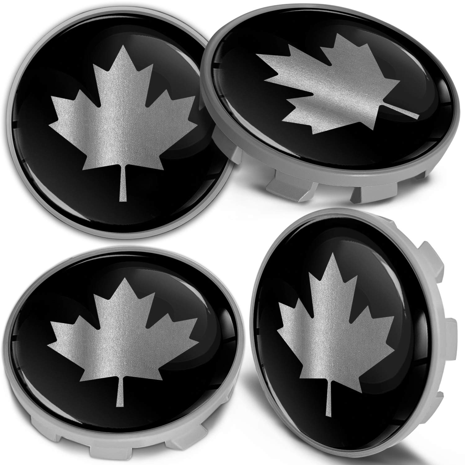Biomar Labs 4 x 68mm Wheel Centre Alloy Hub Center Caps Compatible with BMW 36136783536 Hubcaps (Canada Flag Silver CBS 6)