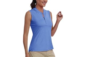 MoFiz Women's Quarter Zip Quick Dry Lightweight Sleeveless Golf Polo Shirts