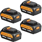 20V 6.0Ah Replacement for Dewalt 20V Max Battery, 4-Pack Lithium-Ion Batteries Compatible with Dewalt Baterias Cordless Power Tools and Chargers