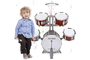 TWFRIC Toy Drum Set for Kids Ages 3-5 Toddler Jazz Drum Kit with 5 Drums Musical Instruments Toys for 3 4 5 Year Old Boys Girls Gifts