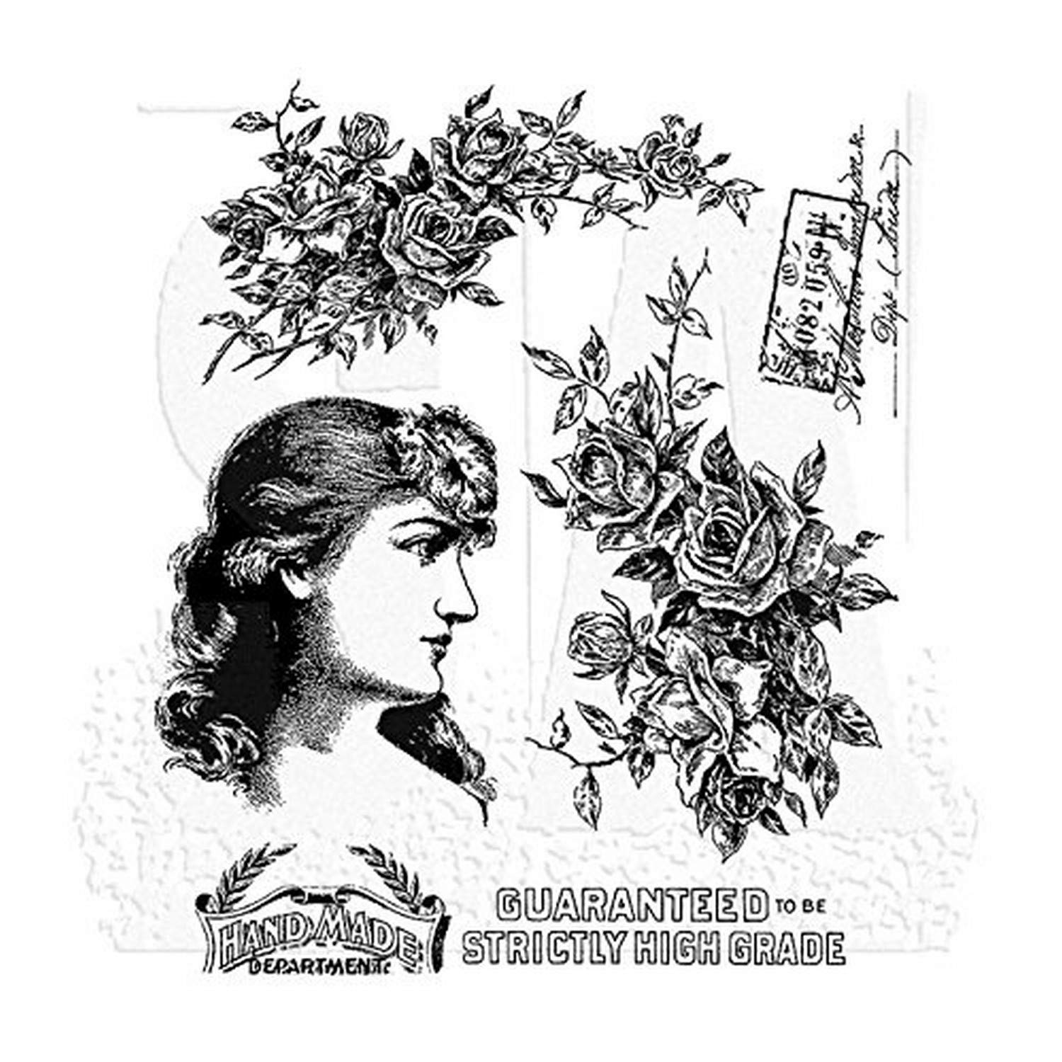 Stampers Anonymous Tim Holtz Cling Stamps 7-inch X 8.5-inch Lady Rose