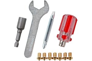BIAOBIAO 3D Printer Nozzles + 4 DIY Tools for J-Head E3D V5 V6 0.2mm 0.3mm 0.4mm 0.5mm 0.6mm 0.8mm Nozzle Tool for Nozzle Replacement, Spanner, Installation Tools