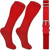 Age 10 Above Baseball Socks and Belt Combo Set Softball Socks and Elastic Waist Belt for Boys Girls (Multi-colored)