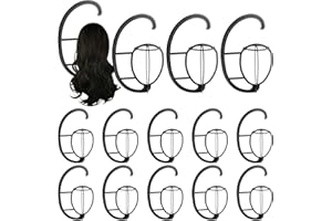 KUKLIPJIM 14 Pack 15.4 Inch Wig Hanger, Hanging Wig Stand for Multiple Wigs and Hats, Wig Holder Rack, Wig Stand for Displaying, Drying & Organizing Wigs(Black)