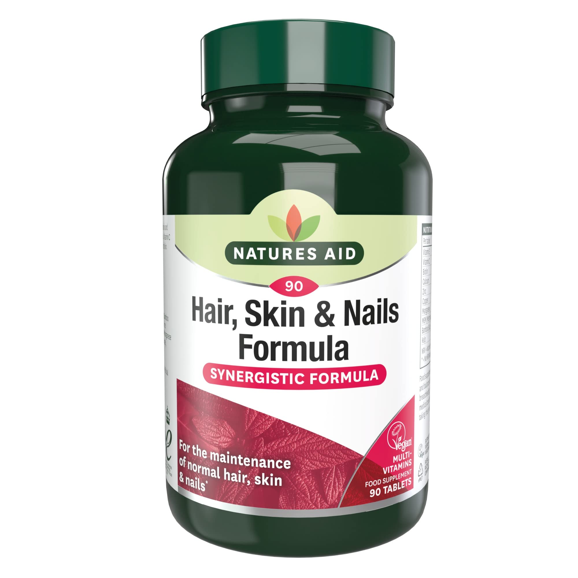 Natures Aid Hair Skin and Nails Formula – Supports Growth, Strength & Radiance – High Potency Natural Supplement – 90 Vegan Tablets – with Biotin, Zinc, Vitamin C, MSM & Silica