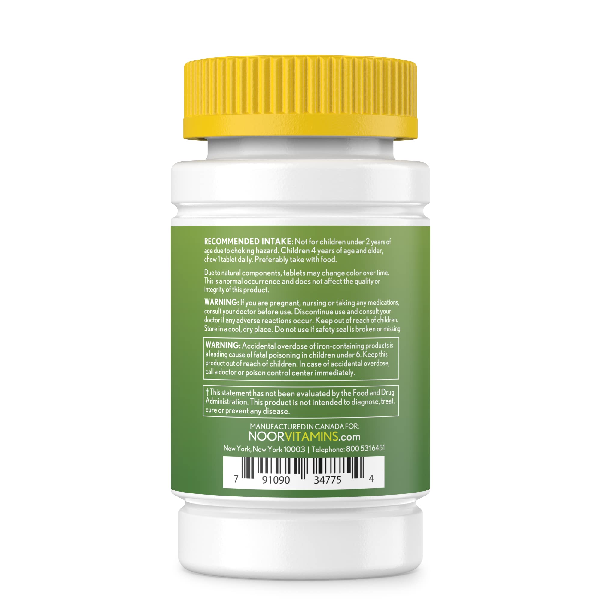 Noor Vitamins Halal Kids Multivitamin Chewable: Essential Vitamins for Immune, Bone & Eye Health with Iron - Non GMO & Gluten Free - Halal Vitamins 60 Count (2 Month Supply)