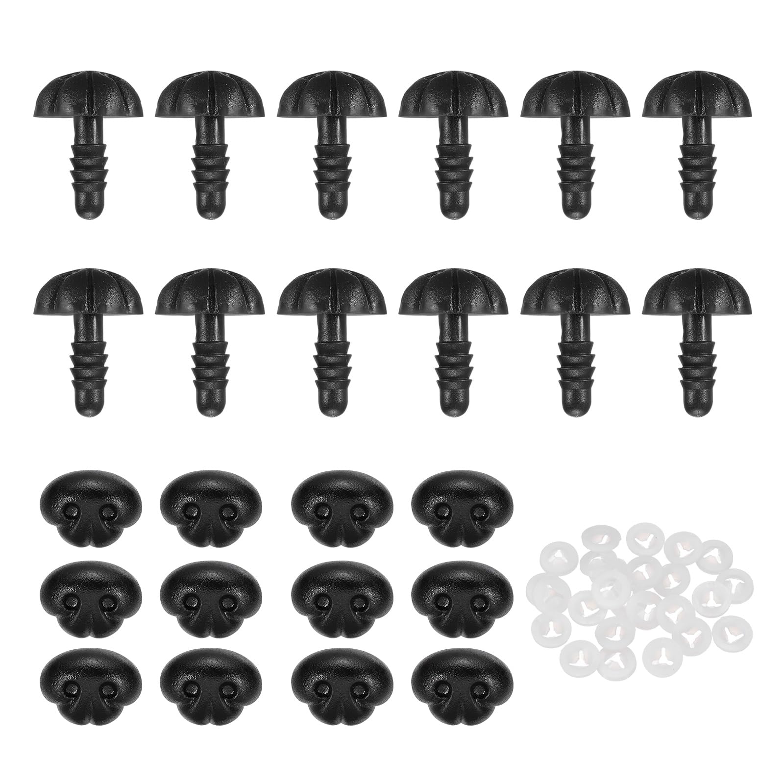 sourcing map 25Pcs Safety Dog Noses, Plastic Matte Dog Nose with Spacer for DIY Stuffed Animals Crochet Bear Doll Making Supplies, 15 x 11 x 18mm / 0.59 x 0.43 x 0.71in