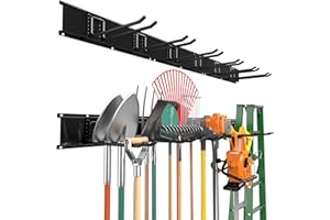 Heavy Duty Garage Tool Organizer Wall Mount & Garden Tool Organizer, 48-Inch Adjustable Garden Tool Storage Rack, Ideal for G