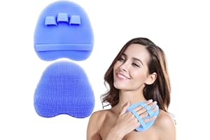 HOMMIESAFE 1 Pack Soft Silicone Shower Brush, Body & Face & Short Hair Wash, Bath Exfoliating Skin Massage Scrubber, Dry Skin Brushing Glove Loofah, Fit for Sensitive and All Kinds of Skin (Purple)