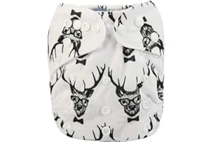 Sigzagor Baby Pocket Diaper Nappy Reusable Washable 8lbs to 36lbs (Deer Head)