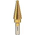 NEIKO 10184A Titanium Step Drill Bit, High-Speed Alloy-Steel Bit, Hole Expander for Wood and Metal, 9 Step Sizes from 1/4 Inch to 3/4 Inch