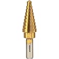 NEIKO 10184A Titanium Step Drill Bit, High-Speed Alloy-Steel Bit, Hole Expander for Wood and Metal, 9 Step Sizes from 1/4 Inc