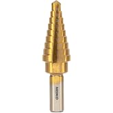 NEIKO 10184A Step Drill Bit, 9 Steps 1/4&rdquo; to 3/4&rdquo; Straight High Speed Steel, Titanium Nitride Coated, 3/8&rdquo; Tri Flat Step Bits for Steel, Metal, Wood, Plastic, Unibit Cone Drill Bits, Two Flute