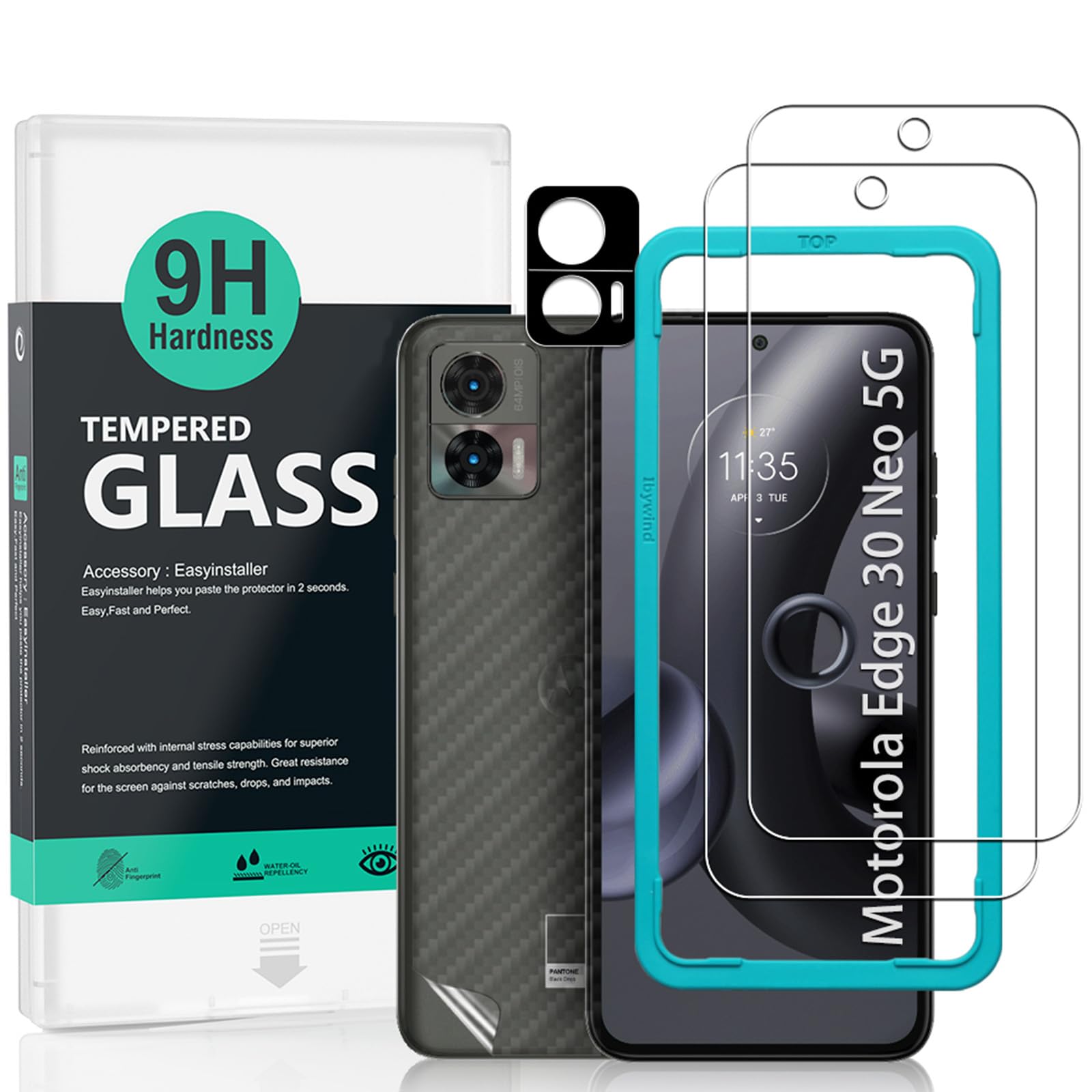 Ibywind Screen Protector For Motorola Edge 30 Neo 5G 6.2"[2 Pack],9H Hardness Tempered Glass,With 1Pc Camera Lens Protector,Easy to Install