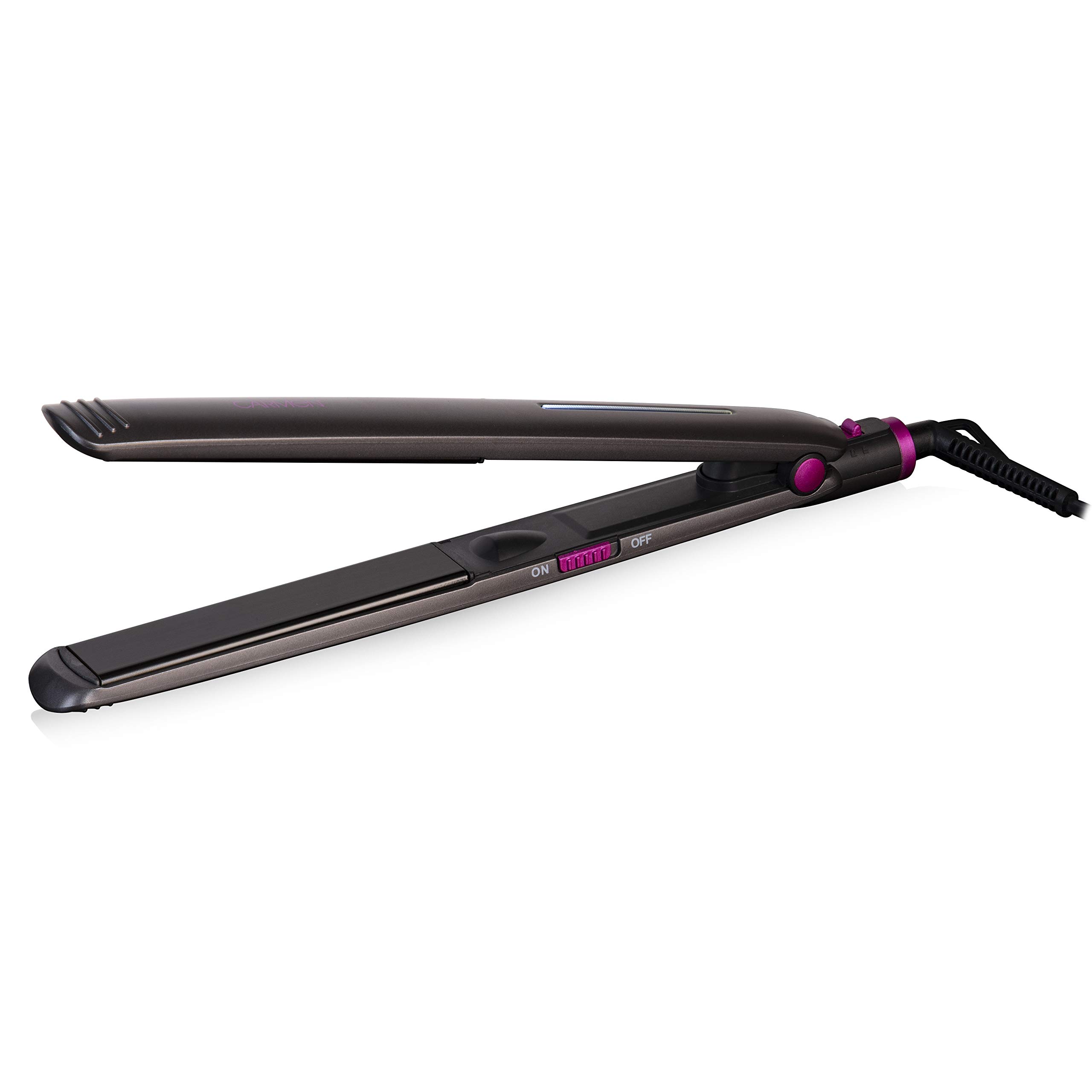 Carmen C81073 Neon Hair Straightener with Keratin-Infused Coating and Rapid 90-Second Heat-Up Time, Graphite/Pink