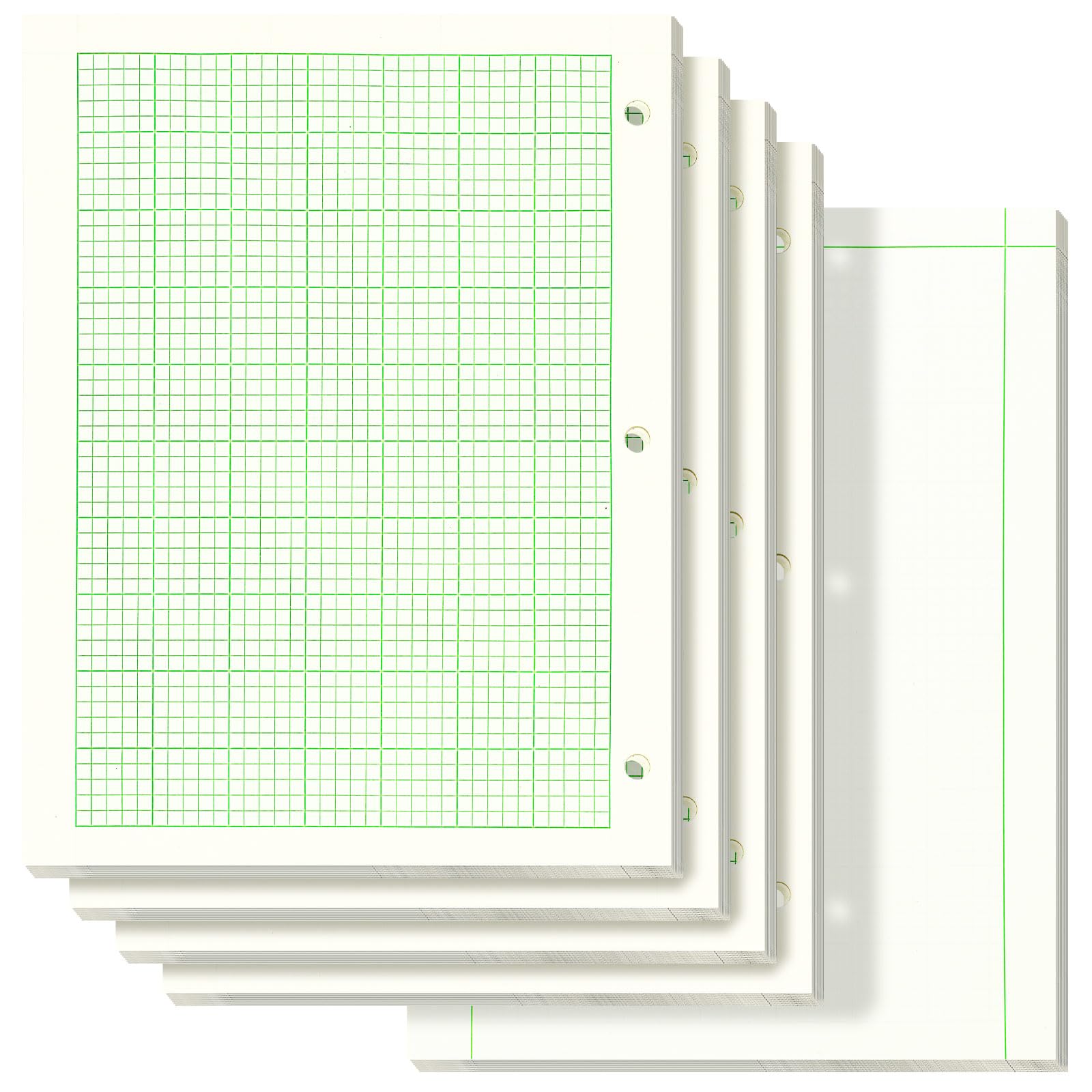Photo 1 of Zhanmai 5 Pack Engineering Computation Pad 5 Squares Per Inch 8.5" x 11" Engineering Graph Paper Notepad 100 Sheets Per Pad, 3 Hole Punched(Beige, Green)