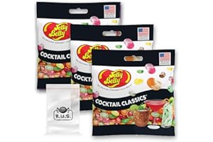 Jelly Belly Cocktail Classics Jelly Beans- Pack of 3-3.5 oz each, Beverage Jelly Beans pack comes with 1 R.U.S. Candy Company pocket size travel bag