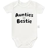 Qixiaccvk Aunties Bestie Bodysuit, Newborn Clothes, Gender Neutral Baby Clothing, Boys Girls Short Sleeve Jumpsuit Outfit