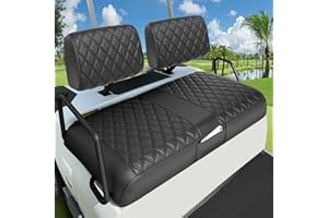 LEAPGOMAX Club Car DS Pre-2000 Golf Cart Seat Cover Thick Premium Marine Leather Made with Custom Diamond Stripe Soft Comfortable/Anti-Scratch/Anti-Fading/NO Stapler Required